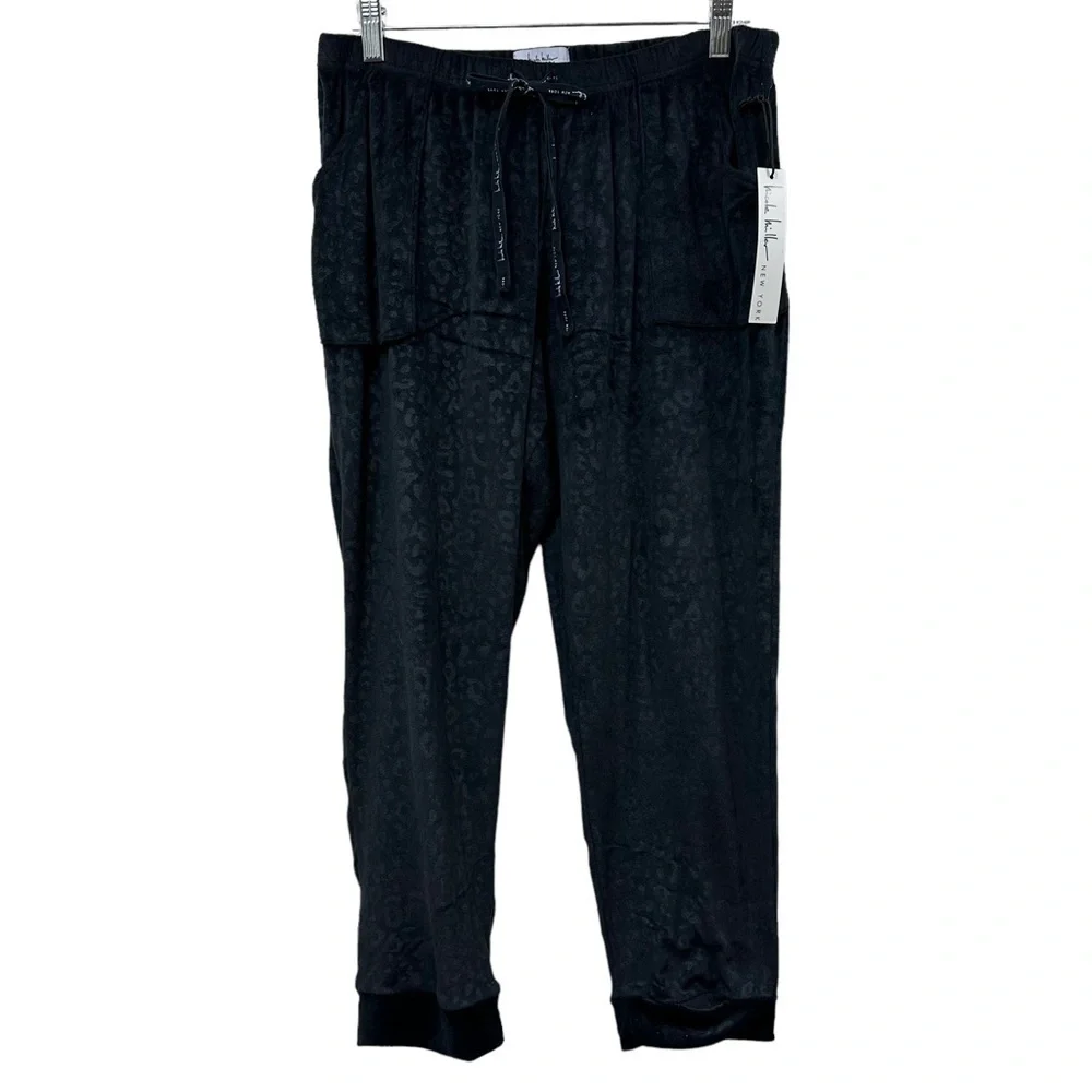 Nicole Miller Velvety Velour Black Jogger Pants, M